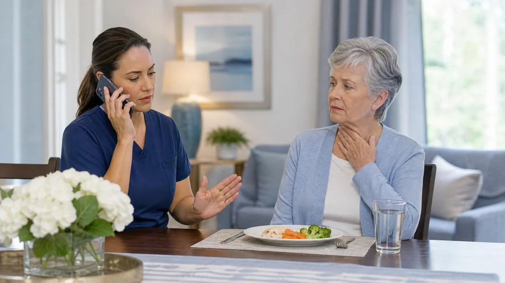 Coughing During Meals in Home Care: Observe, Stop, and Escalate