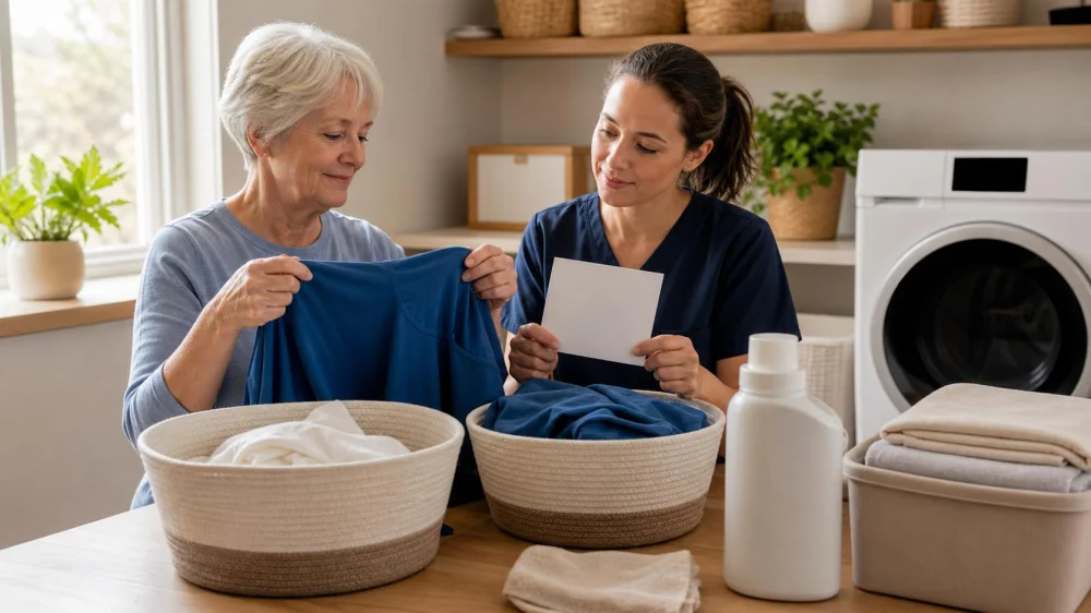 Home Care Laundry Plan: Clothing, Skin Needs, and Privacy
