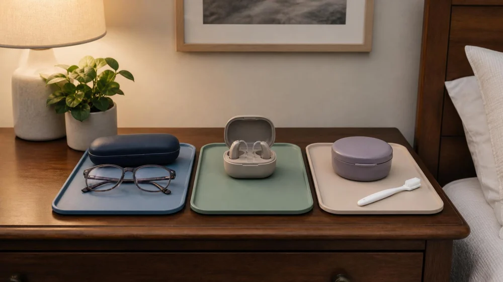 Glasses, Hearing Aids, and Dentures in Home Care: Label, Clean, and Store