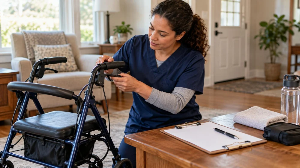 Home Care Mobility Aid Check: Fit, Brakes, and Handoff