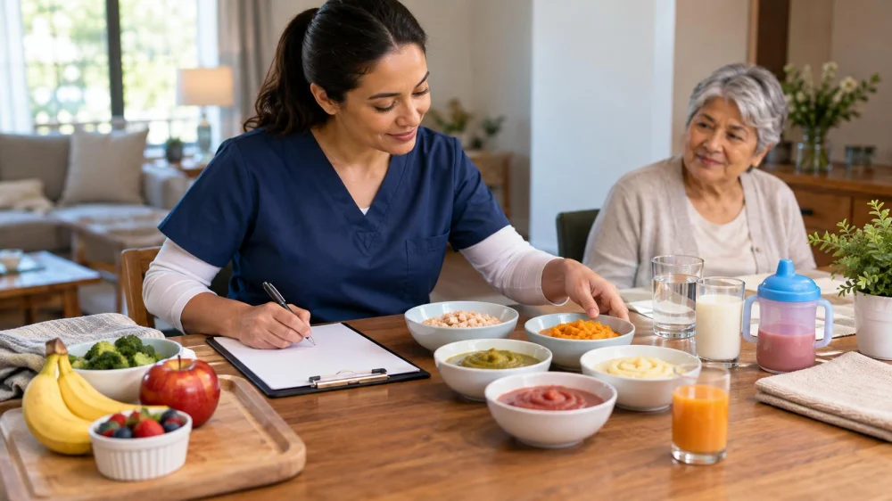 Home Care Meal Texture Handoff: Foods, Drinks, and Signs