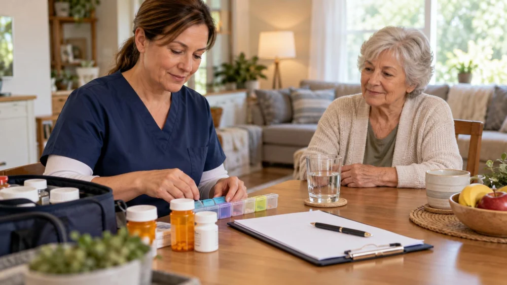 Home Care Medication Reminder Handoff: Time, Record, and Limits