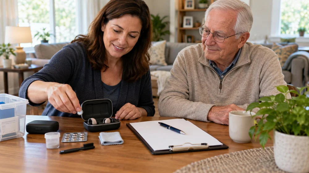 Home Care Hearing Aid Handoff: Batteries and Storage