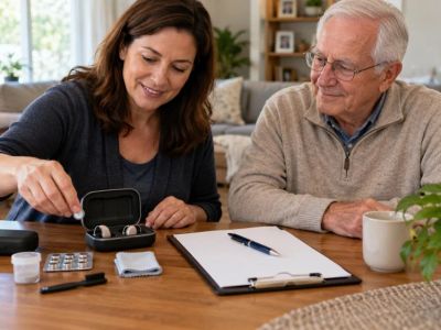 Home Care Hearing Aid Handoff: Batteries and Storage