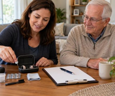 Home Care Hearing Aid Handoff: Batteries and Storage
