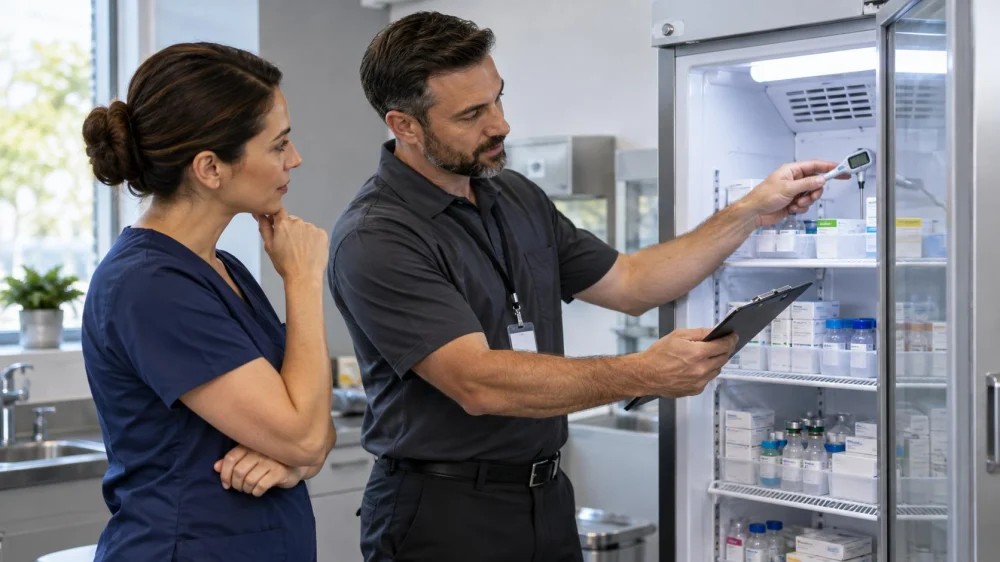 Medicine Refrigerator Check: Temperature and Handoff