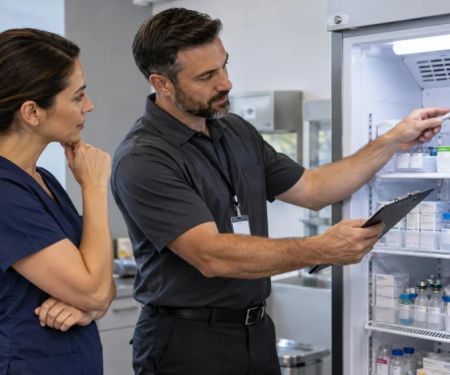 Medicine Refrigerator Check: Temperature and Handoff
